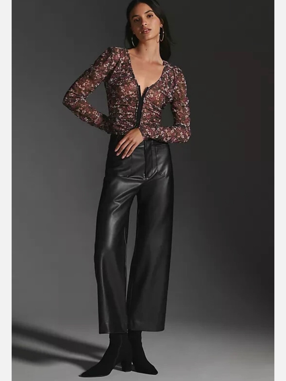 NWOT Anthropologie Maeve Colette Wide-Leg Faux Leather Pants